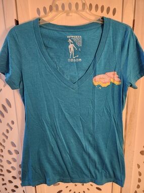 Odd Future Teal V-Neck Tee with Pink Donut Graphic